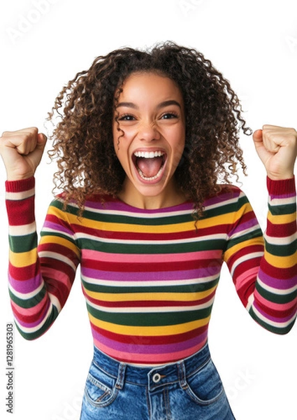 Obraz Colorful Striped Sweater with Raised Fists
