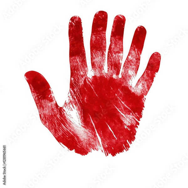 Obraz Red Handprint on White Background