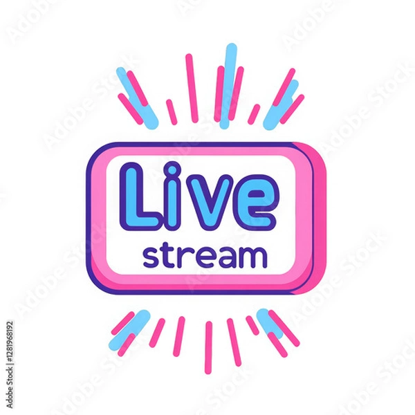 Fototapeta Live Stream Icon with Colorful Burst Design