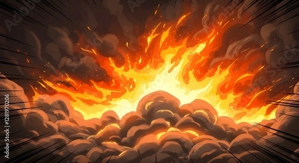 Fototapeta comic style dynamic background with fire