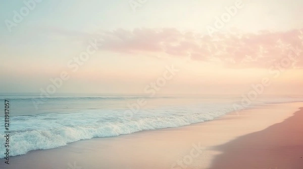 Fototapeta Soft pastel gradient with light beige and pink hues, gently blending with a dreamy and calm atmosphere