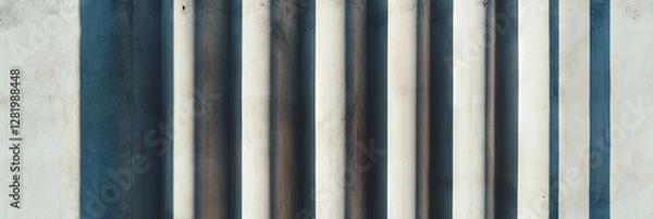 Fototapeta Modern architectural design featuring vertical ribbed concrete wall texture for construction projects