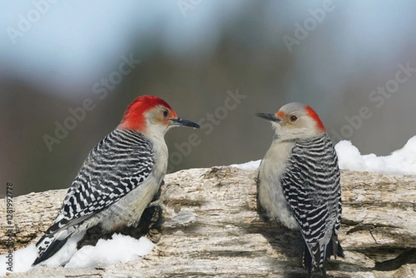 Obraz Red Bellied woodpeckers in winter