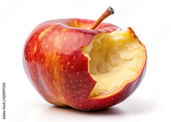 Fototapeta Macro shot, apple core, revealing a distinctive bite.