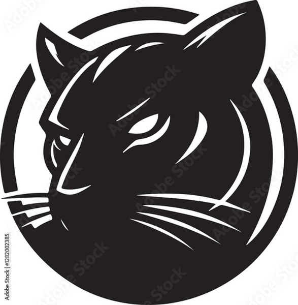 Fototapeta A simple Black Panther vector style with white background 
