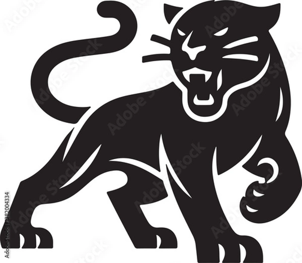 Fototapeta A simple Black Panther vector style with white background 