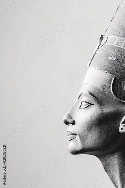 Obraz Nefertiti bust, border, background wallpaper, blank in the middle, minimalism, negative space, used for postcard template