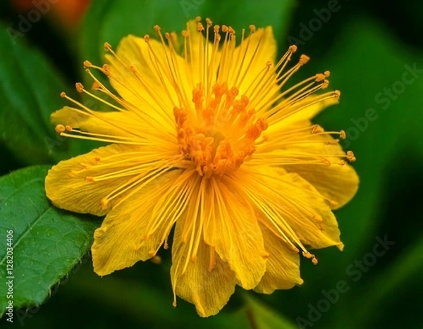 Fototapeta Generated iTitle: Close-Up of a Yellow Camellia Flower Blooming in Nature


