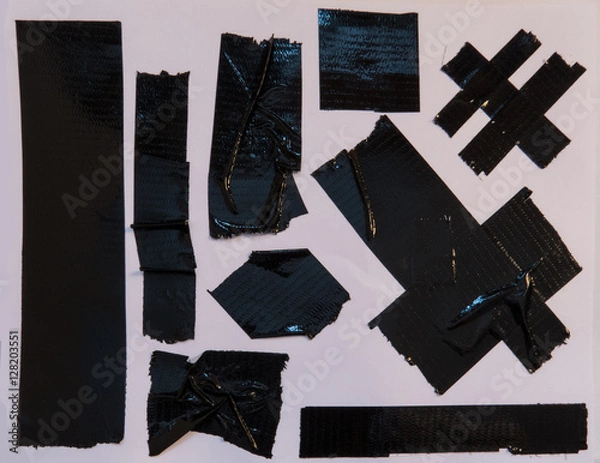 Obraz Collection of black duct tape pieces