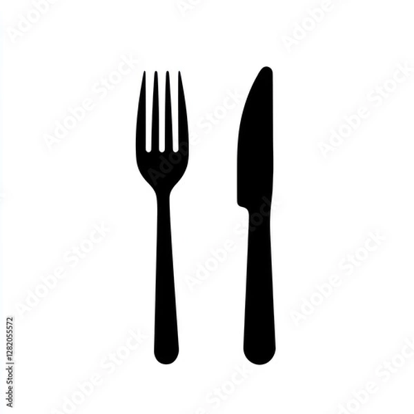 Fototapeta Simple Black Fork and Knife Silhouettes