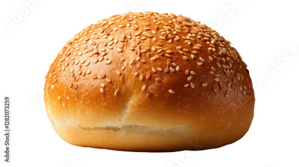 Fototapeta Golden Sesame Bun Fresh Bakery Bread, Tasty Wheat Snack for Lunch Themes, isolated on transparent background.
