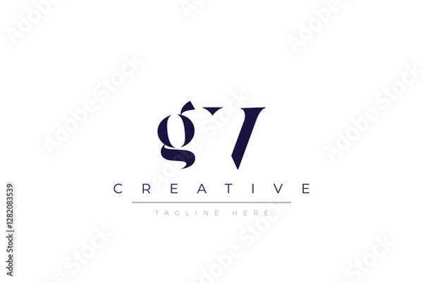 Fototapeta gV abstract  minimalist letters Logo Monogram. It is a minimalist logo, this logo is made by combining two letters