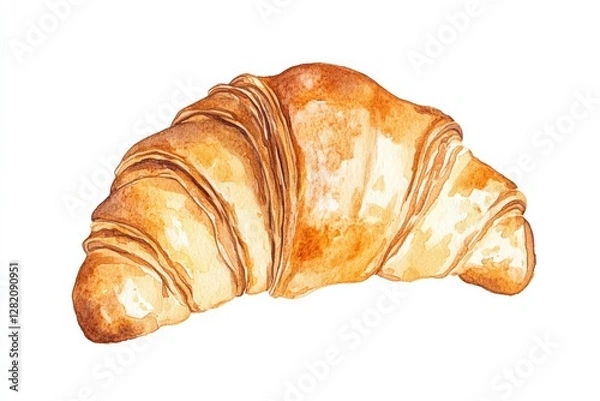 Fototapeta Realistic Illustration of a Golden Croissant with Oozing Filling