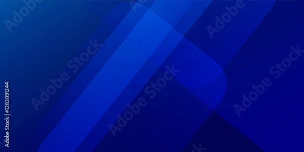 Fototapeta Abstract blue background with glowing geometric lines. Modern blue gradient square shape design. Futuristic technology concept.