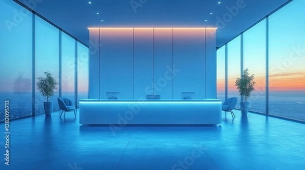 Fototapeta Modern Stylish Corporate Reception Area with Clean Lines and Lighting
