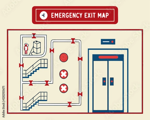 Obraz Emergency Exit Map Design vector illustration