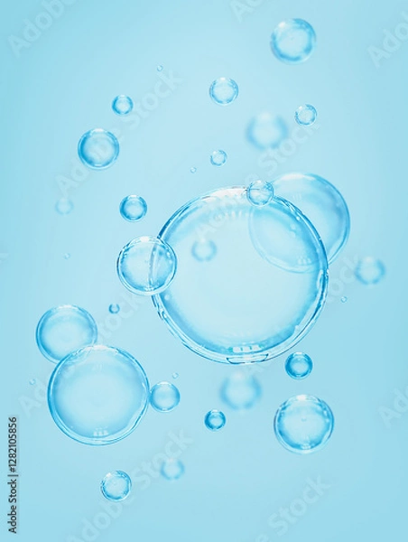 Fototapeta blue background with transparent air bubbles
