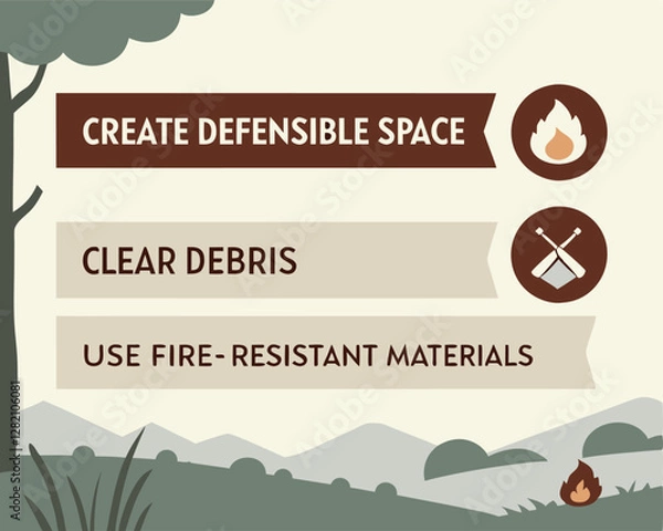 Obraz Wildfire Safety Tips Infographic vector illustration