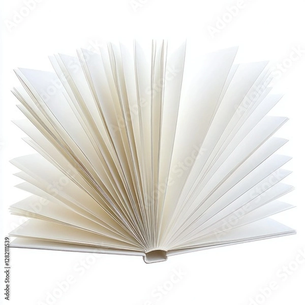 Fototapeta Open blank book, studio, white background, ready for content