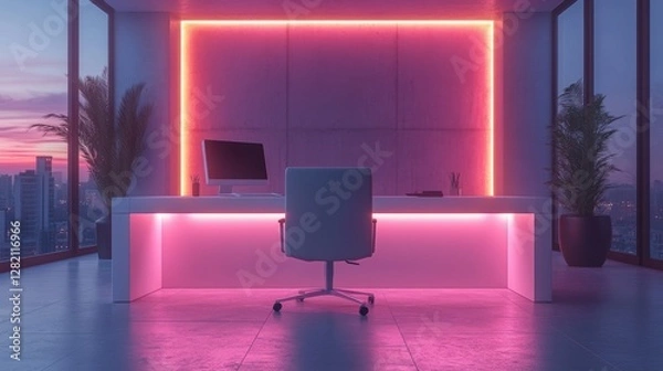 Fototapeta Minimalist Abstract Illustration of an Empty Modern Office Space