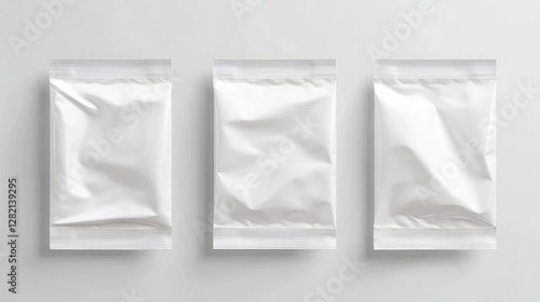 Fototapeta Wet wipe pack mockup realistic vector of moist toilet paper baby skincare tissue and scented napkin packaging Template for a flushable wipes resealable pouch