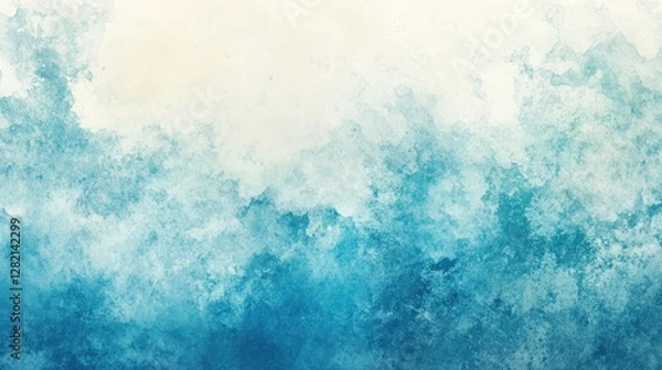 Fototapeta A serene watercolor abstract in hues of blue, reminiscent of gentle ocean waves and tranquility.