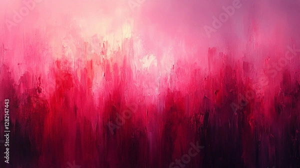 Fototapeta painting with vibrant red and pink bursts of color, symbolizing energy, passion, and creativity. A modern artistic expression of dynamic motion and emotional intensity