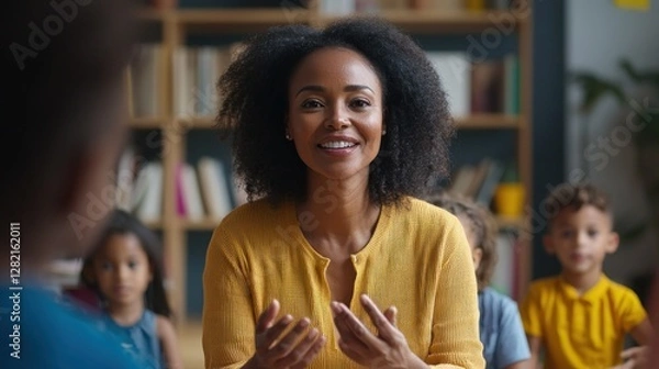Obraz Engaging Female Educator Leading Interactive Class with Children