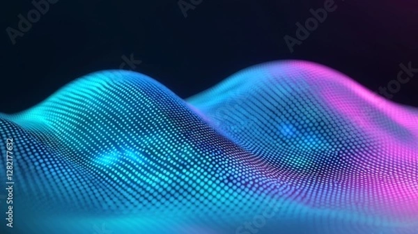 Fototapeta Glowing Blue Binary Data Stream - Futuristic AI Network Connection in High-Tech Cyber Design
