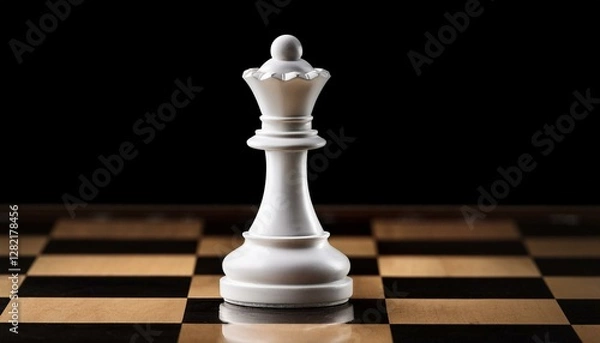 Obraz a white chess bishop stands on a chessboard on a black background