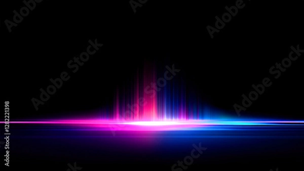 Fototapeta Abstract vibrant digital Speed background with glowing light streaks in Black Overlay Design 