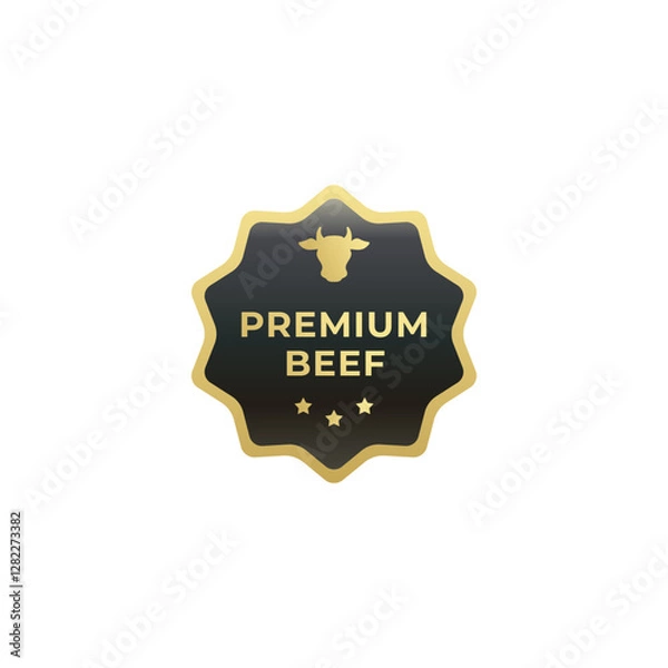 Obraz Premium beef stamp label vector isolated EPS. Best Premium beef label for product packaging design element. Elegant Premium beef label for packaging design element.