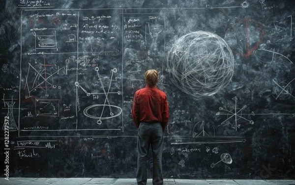 Fototapeta A Glimpse into a Scientist's Mind Through Chalk Drawings