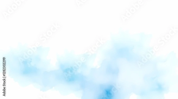 Obraz A white background graphic design showcasing a watercolor wash effect in soft blues and greens with a slightly blurred effect, demonstrating a painterly and ethereal style.