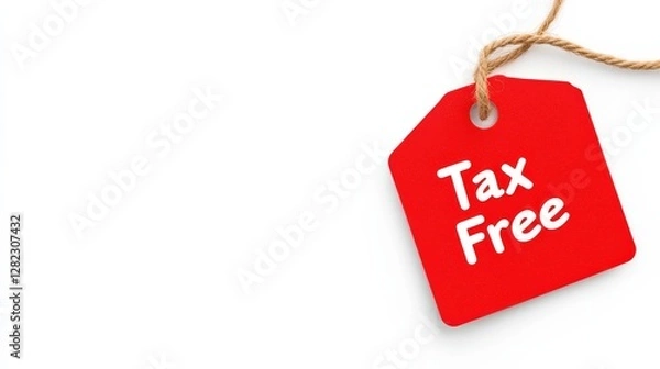 Fototapeta Bold Red 'Tax Free' Tag – Isolated Promotional Label for UI, E-commerce, and Marketing Designs