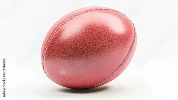 Fototapeta Modern design rugby ball, sleek edges with a light-reflective finish, crisp stitching details, and isolated on a white background.