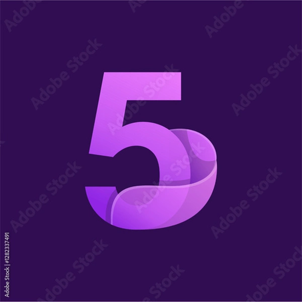 Fototapeta MODERN PURPLE NUMBER FIVE DESIGN VECTOR