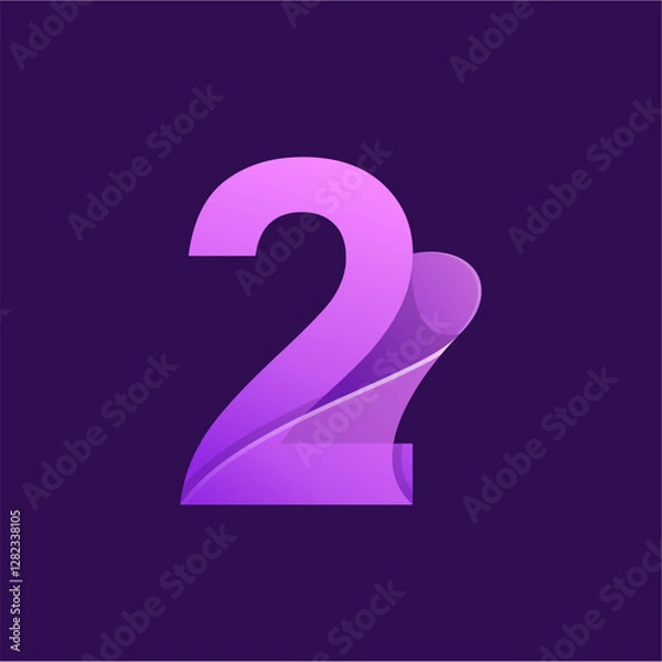 Fototapeta MODERN PURPLE NUMBER TWO DESIGN VECTOR