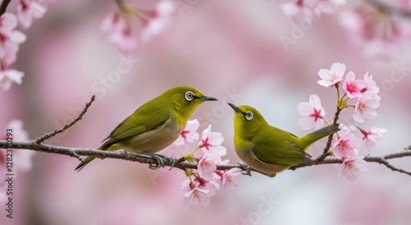 Fototapeta 桜とメジロ