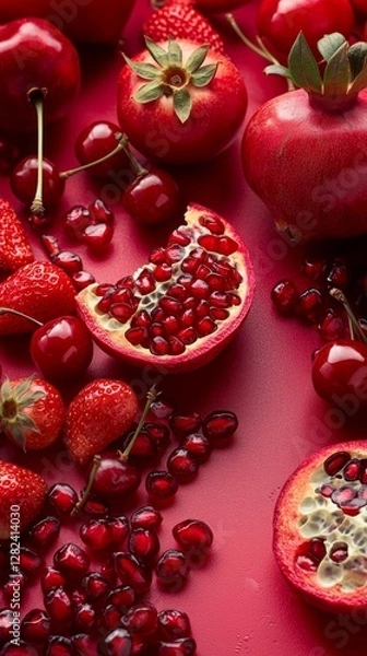 Obraz Vibrant red fruit display celebrates nature's bounty in a colorful arrangement