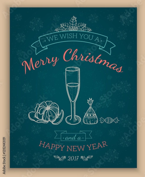 Fototapeta Greeting text and sketch decorations.