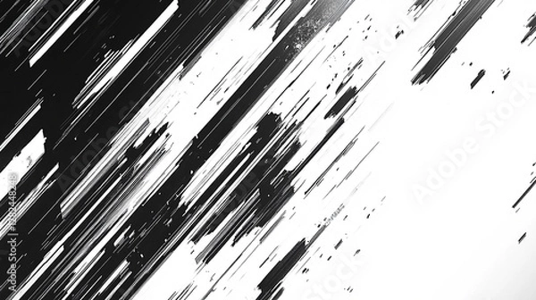 Obraz Abstract black and white diagonal streaks creating a dynamic motion effect with textured patterns