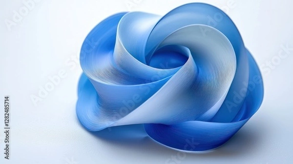 Fototapeta Blue Mobius Strip Knot On White, Suggesting Infinity, Loop, Connection and Abstract Art