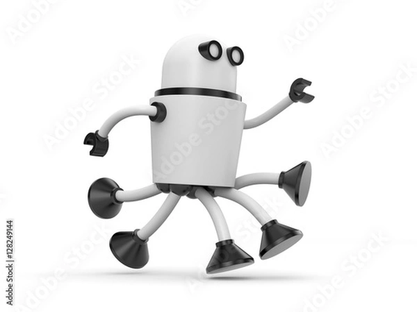 Fototapeta Robot in a hurry somewhere. 3d illustration