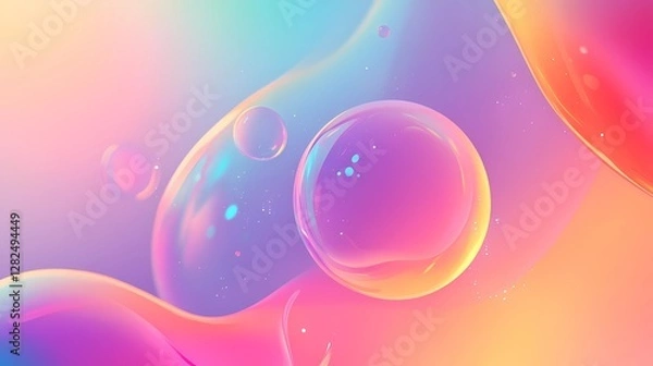 Obraz Trendy background with floating colorful bubbles