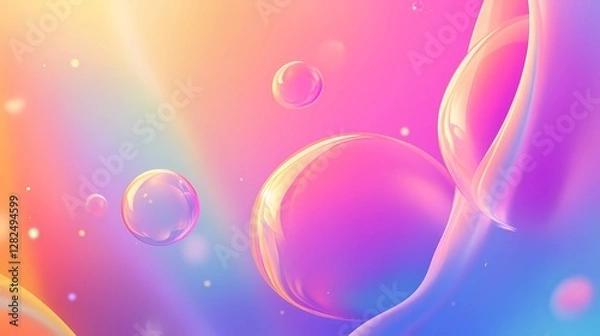 Obraz Trendy background with floating colorful bubbles