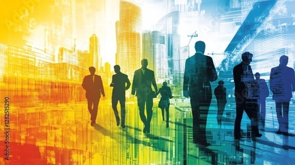 Fototapeta Digital Illustration of Professionals Uniting for Goals