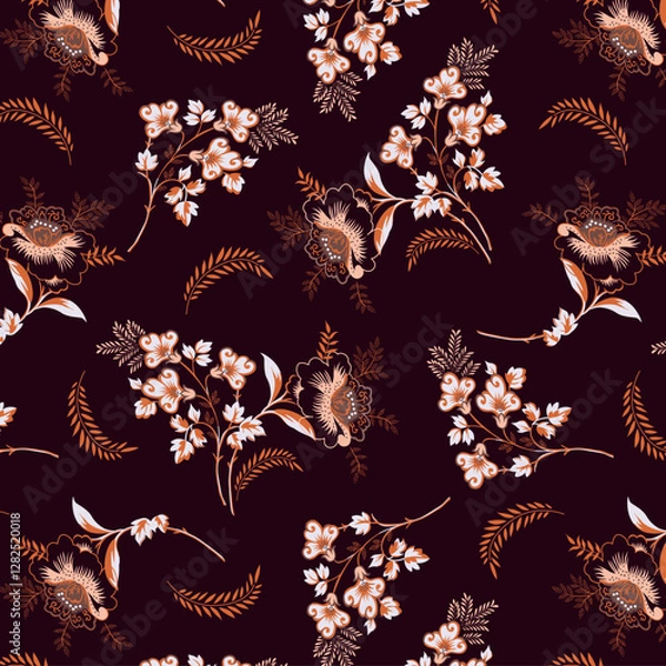 Obraz Elegant leafy flowers all over pattern