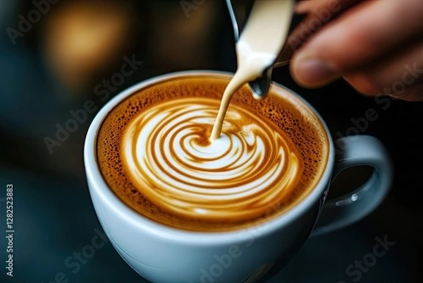 Fototapeta Latte art creation in a cafe (2)