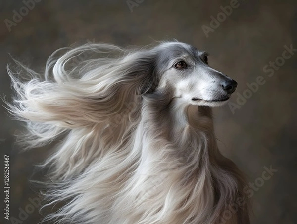 Obraz Elegant Afghan Hound in Luxury Pet Styling Session with Ultra-Detailed Fur Texture